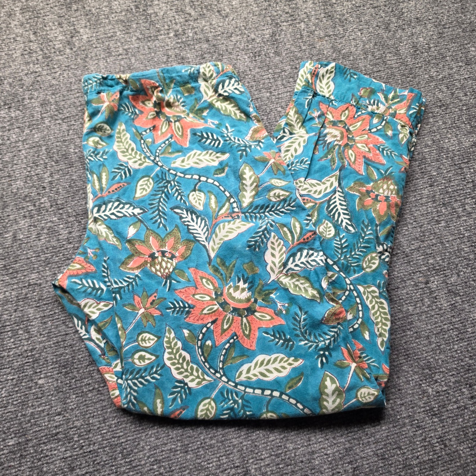 Pax Philomena Women Teal Blue Floral Block Print Lounge Pants Size S — image 6 of 7